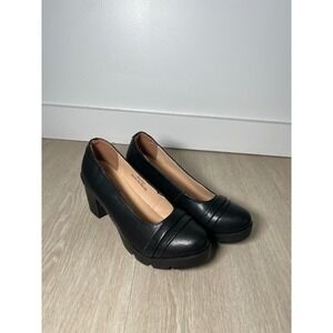 Y2K Whimsigoth Preppy Womens Platform Chunky Heels Faux Leather Black 7.5